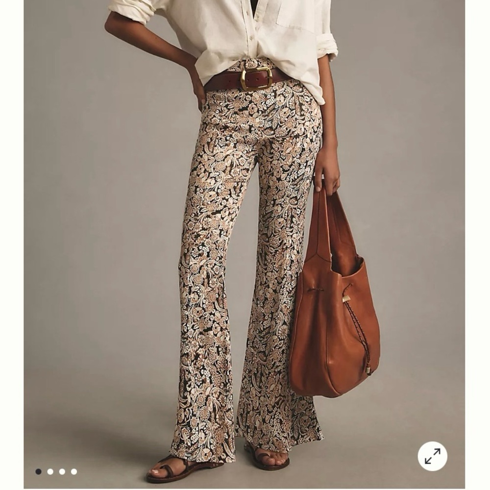 By Anthropologie Satin Flare Pants Size 16